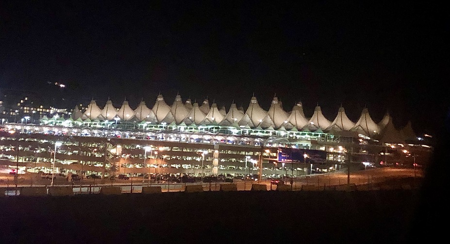 Denver airport at night